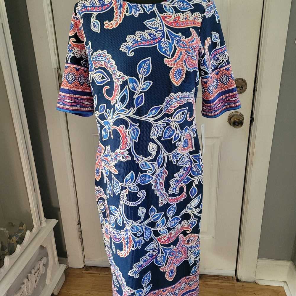 Shelby & Palmer Navy Blue Paisley Midi Dress